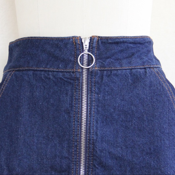 Topshop Denim Zip A-Line Skirt - Picture 6 of 6